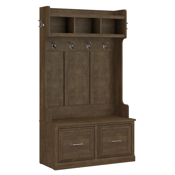 Bush Woodland Hall Tree and Shoe Storage Bench with Doors