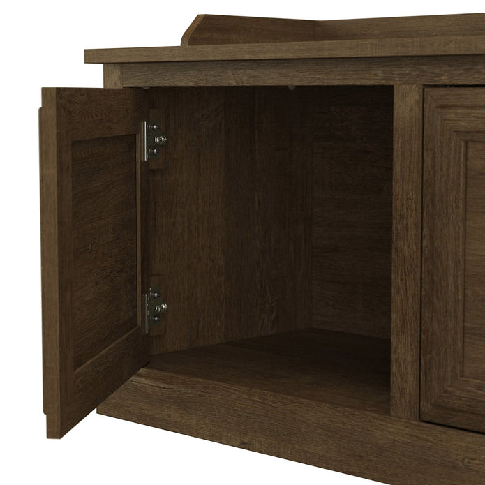 Bush Woodland Hall Tree and Shoe Storage Bench with Doors