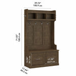 Bush Woodland Hall Tree and Shoe Storage Bench with Doors