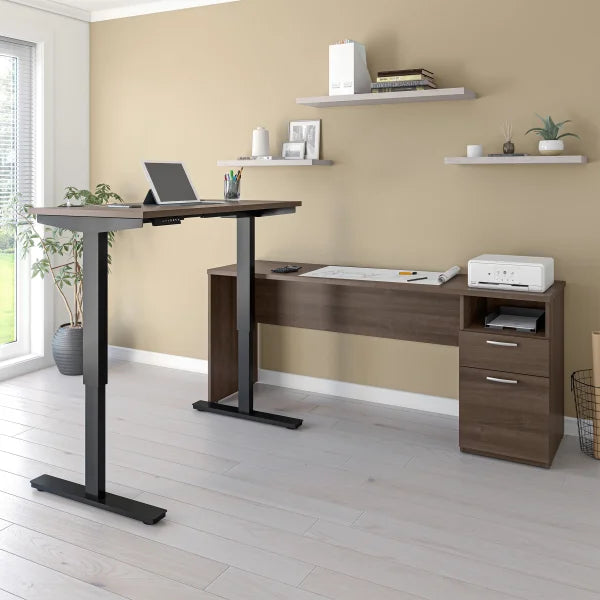 Bestar Upstand 2-piece L-shaped Workstation with Height-Adjustable Desk