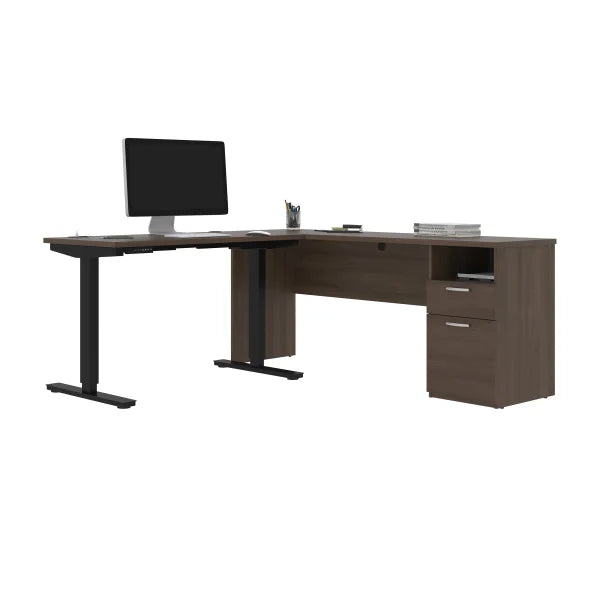 Bestar Upstand 2-piece L-shaped Workstation with Height-Adjustable Desk
