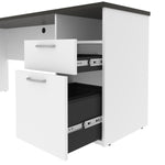Bestar Upstand 2-piece L-shaped Workstation with Height Adjustable Desk