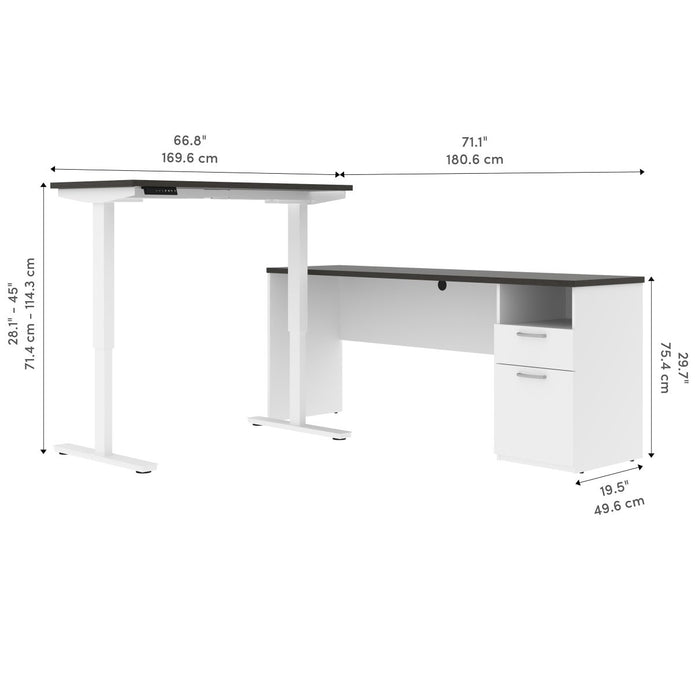 Bestar Upstand 2-piece L-shaped Workstation with Height Adjustable Desk
