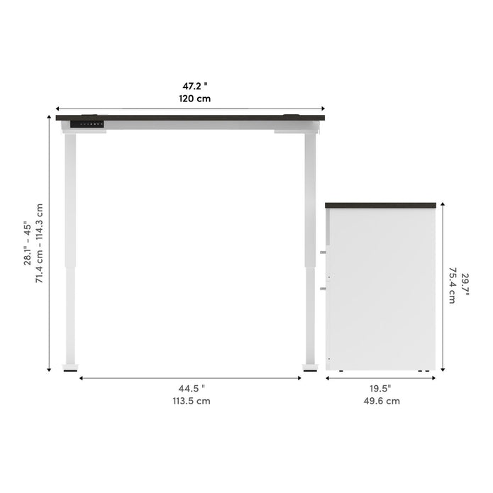 Bestar Upstand 2-piece L-shaped Workstation with Height Adjustable Desk