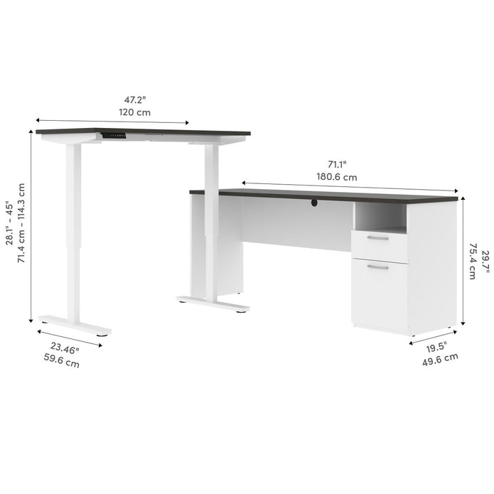 Bestar Upstand 2-piece L-shaped Workstation with Height Adjustable Desk
