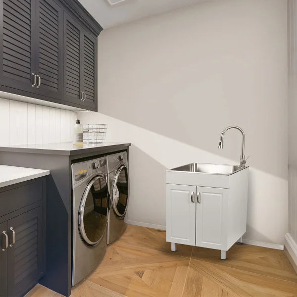 Transform 24.1 in. All-in-one RTA Laundry Cabinet with Stainless Steel Sink and Faucet