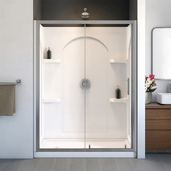 Appollo Marina 60 in. × 32 in. Acrylic Alcove Shower Kit with Base, Walls and Door