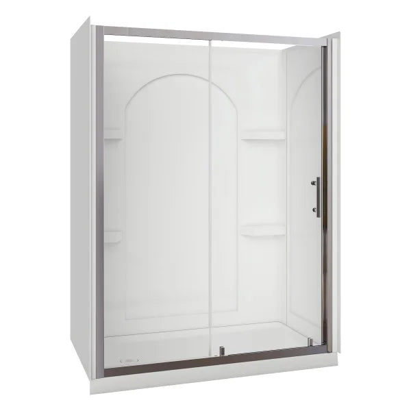 Appollo Marina 60 in. × 32 in. Acrylic Alcove Shower Kit with Base, Walls and Door