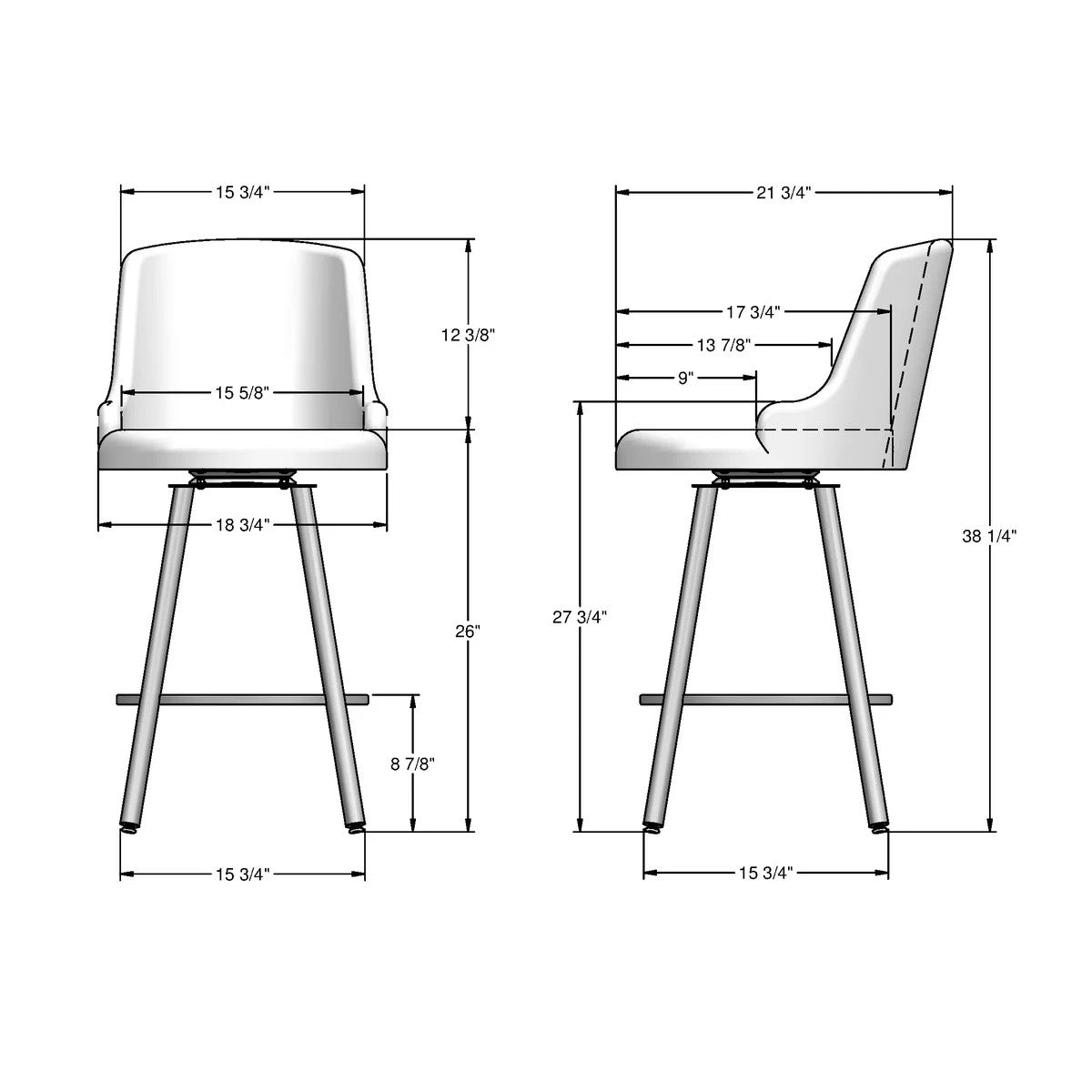 Kelsea Modern Counterstool, Black Base