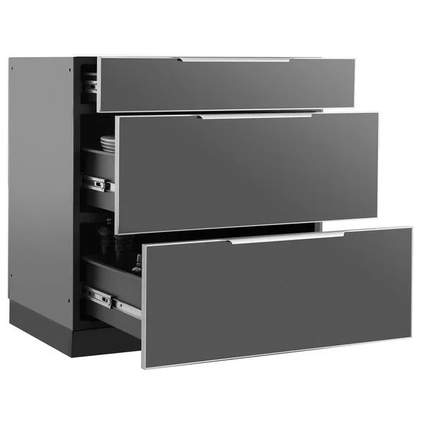 NewAge Products 4-piece Outdoor Kitchen Aluminum Set with 3-drawer Cabinet