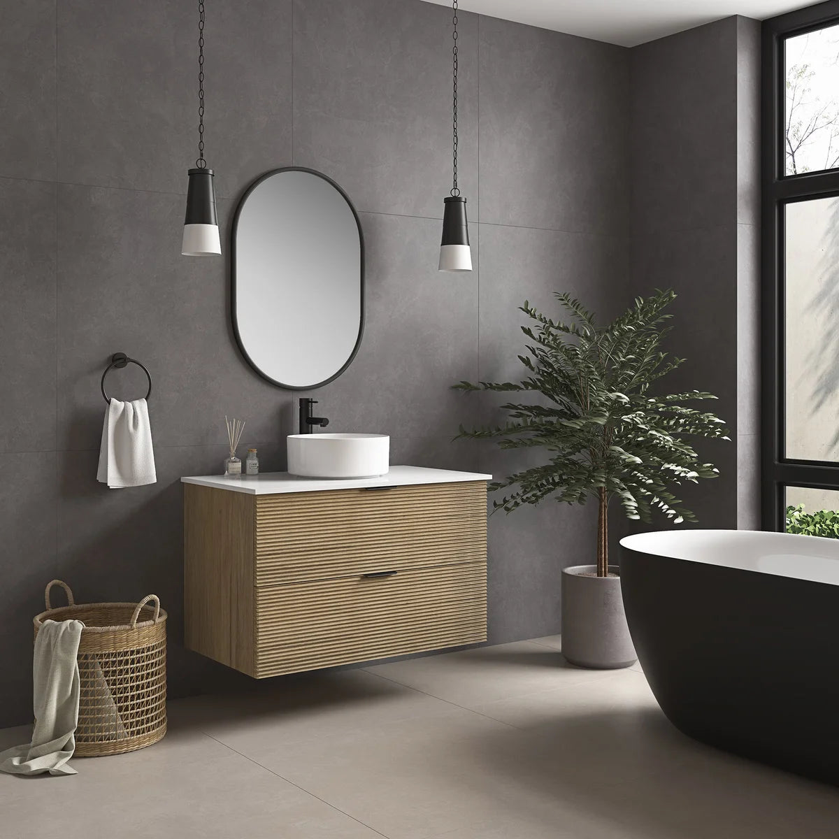 Ove Decors Archie Walnut Vanity with Engineered Stone Top