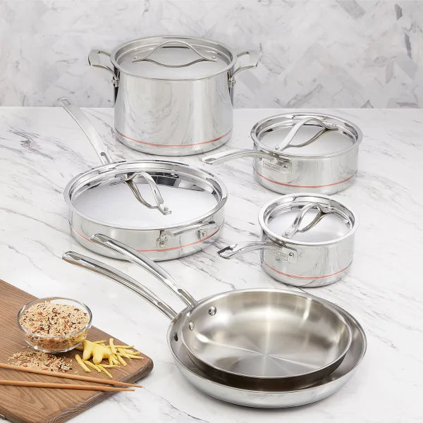 5-ply Clad Stainless Cookware Set, 10-pieces