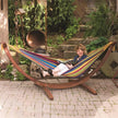 Vivere Double Cotton Hammock with Solid Pine Arc Stand