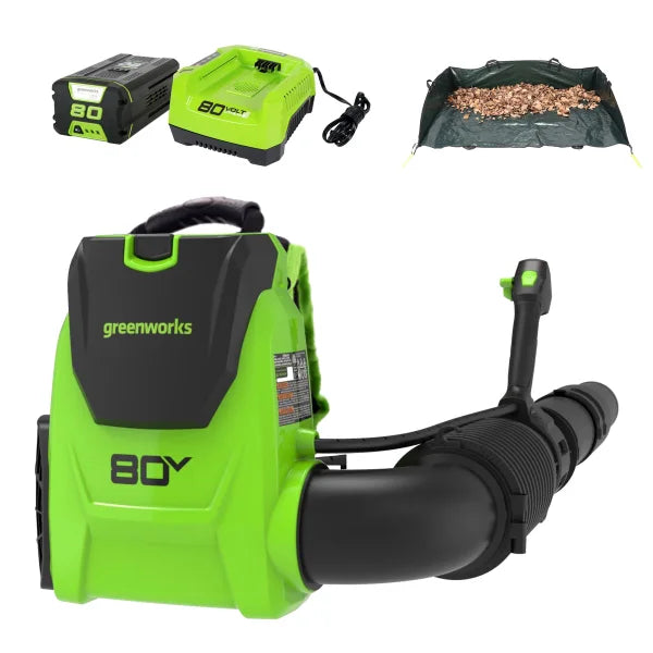 Greenworks 80V 780CFM 205MPH Brushless Backpack Blower, 4Ah Battery and Charger Included