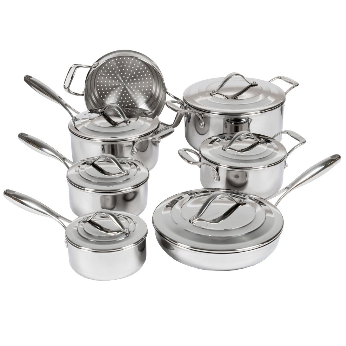 Lagostina Napoli 5-ply Clad Stainless-steel Commercial Cookware Set, 13-pieces