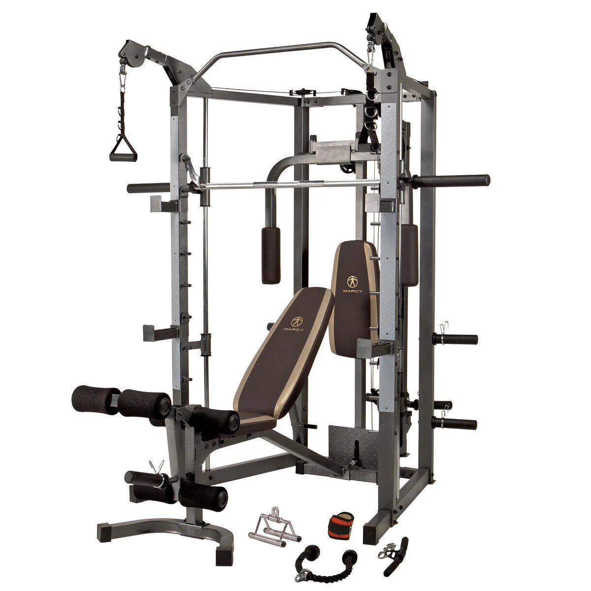Marcy Combo Smith Cage Machine with Workout Bench and Weight Bar
