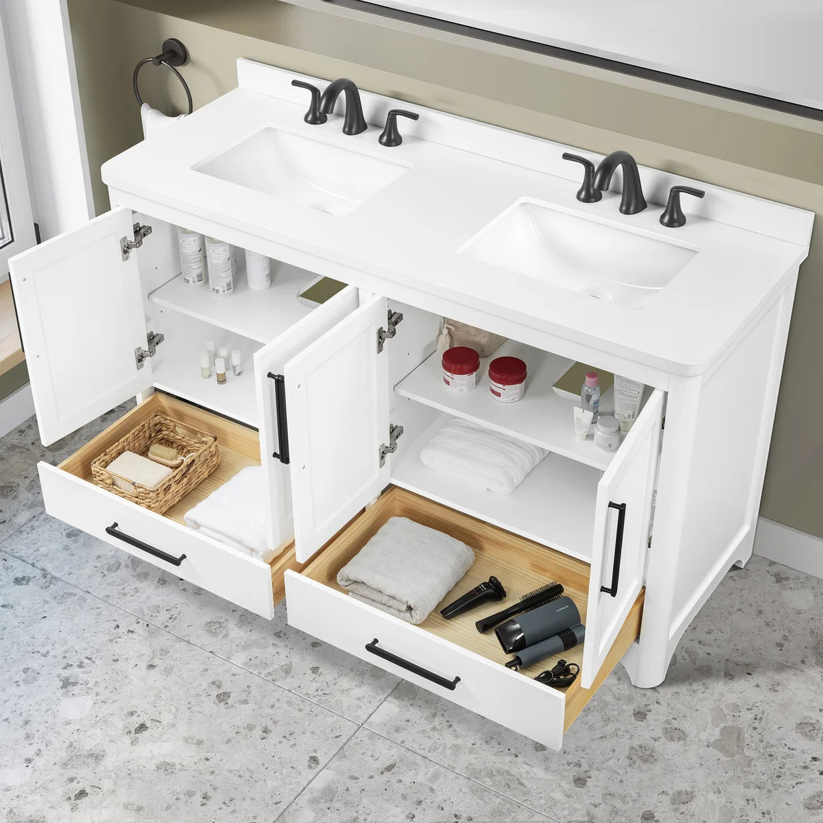 OVE Decors Adrian Vanity with Quartz Top in White