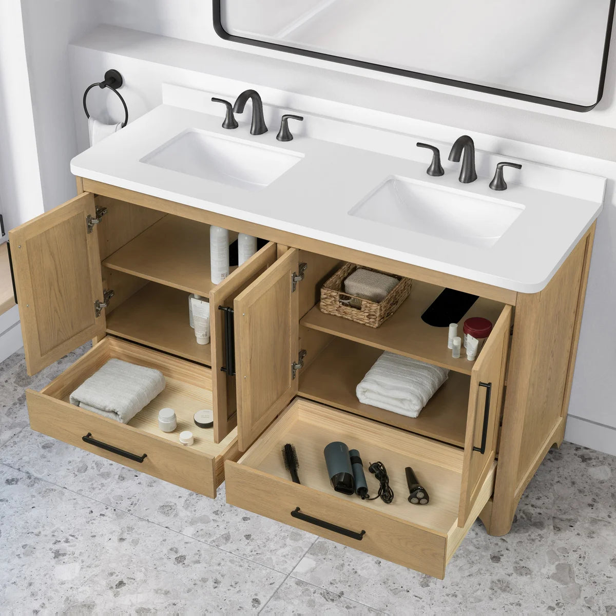 OVE Decors Adrian Vanity with Quartz Top in Brown