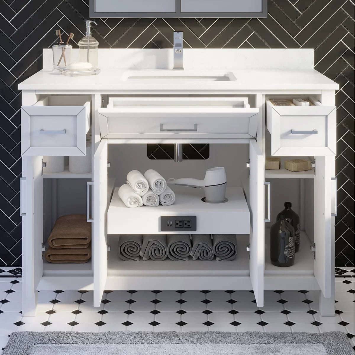 Studio Bathe Thomson Vanity with Power Bar, White