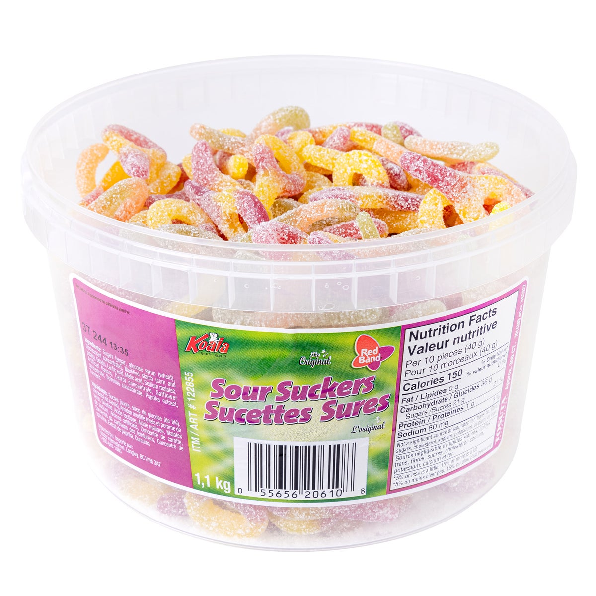 Red Band Sour Suckers Tub, 300 Suckers