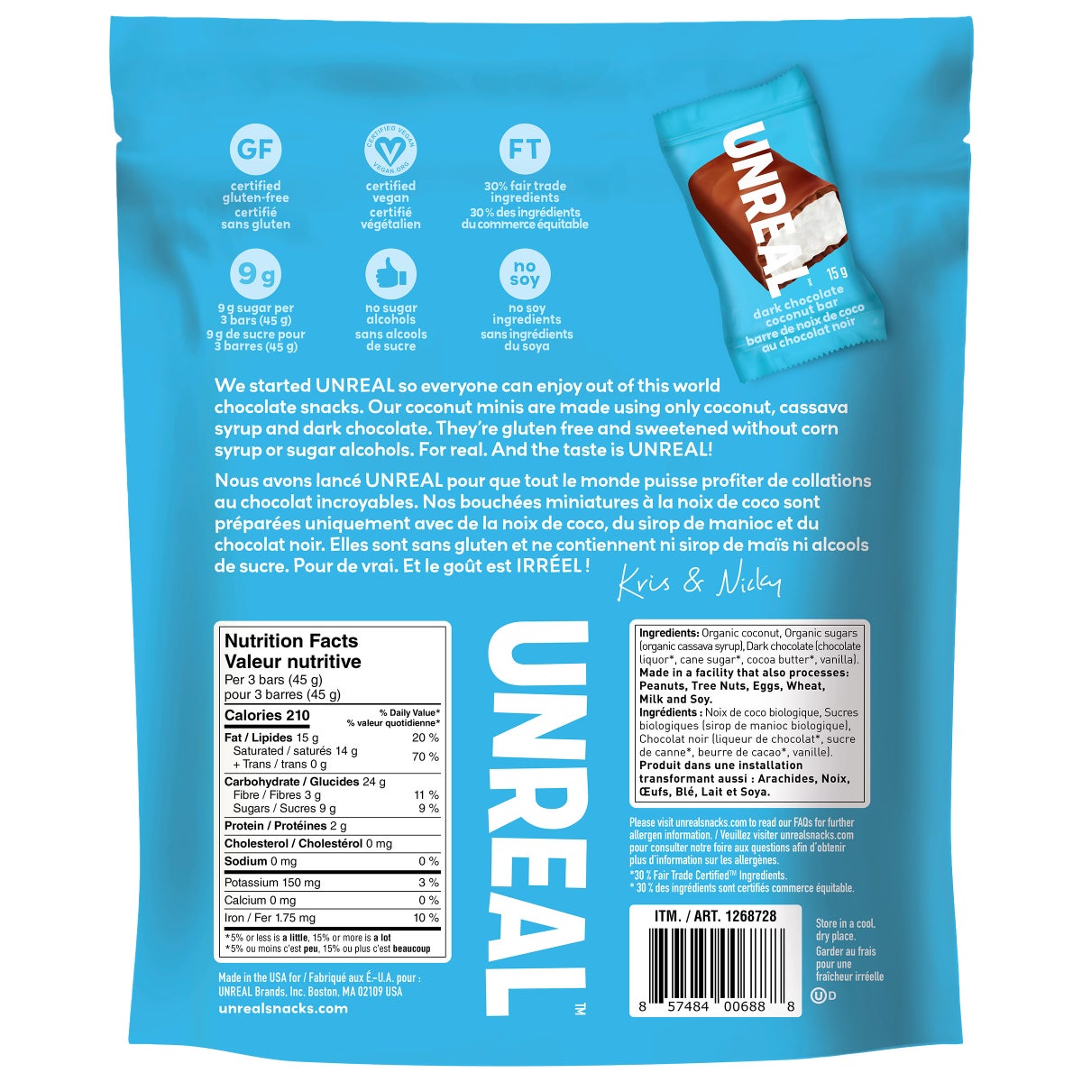 Unreal Dark Chocolate Coconut Mini Bars, 435 g