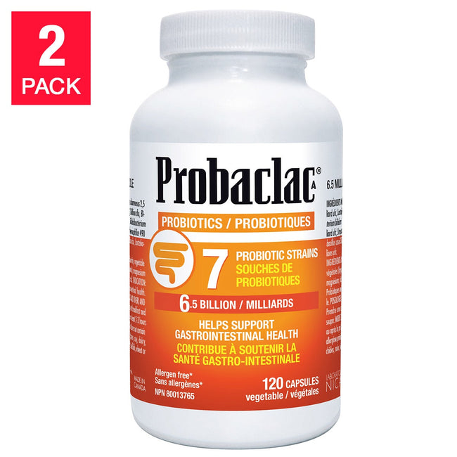 Probaclac Probiotics - 7 Strains - 6.5 Billion Active Cells - 2 x 120 capsules