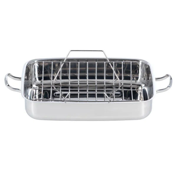 Lagostina 18/10 Stainless-steel Roasting Pan with Rack, 39 cm × 28 cm (15.3 in. × 11 in.)