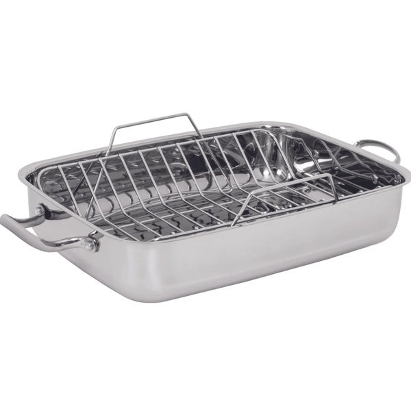 Lagostina 18/10 Stainless-steel Roasting Pan with Rack, 39 cm × 28 cm (15.3 in. × 11 in.)