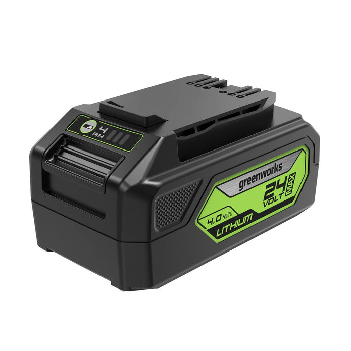 Greenworks 24V 4-piece Combo – 17” Mower, 12” Trimmer, 320 CFM Blower, Shrubber Shear, (2) 4.0Ah Batteries & Dual-Port Charger