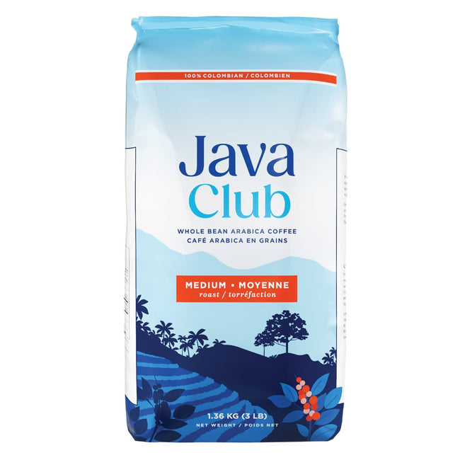 Java Club 100% Colombian Whole Bean Arabica Coffee, 2 x 1.36 kg