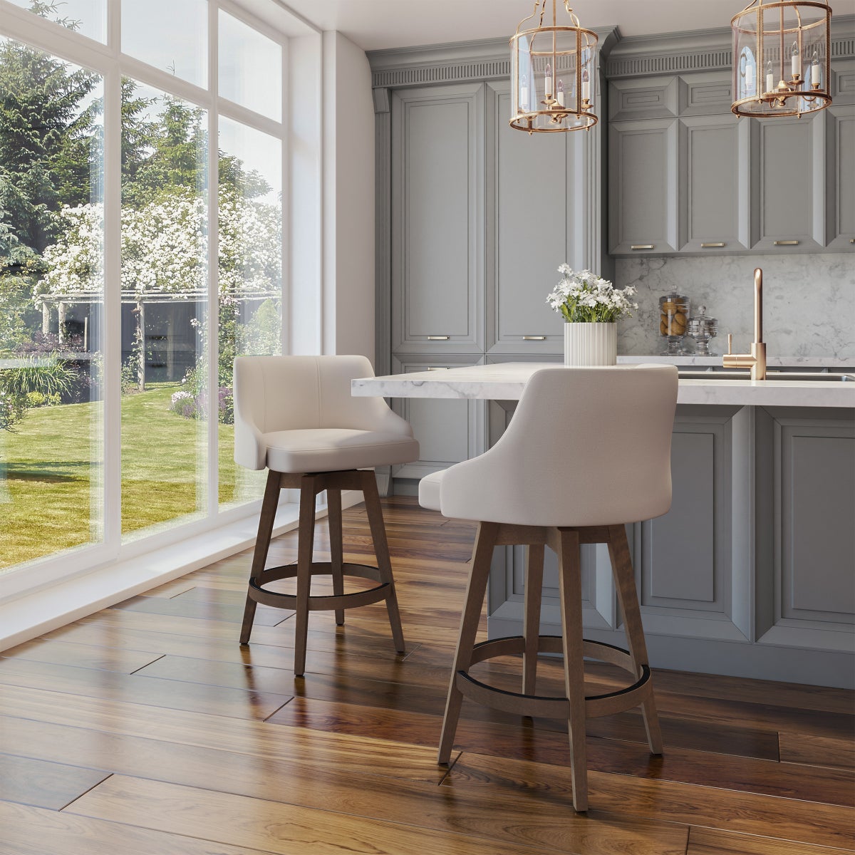 Amisco Nolan Brown Frame with Beige Seat Counter Stool