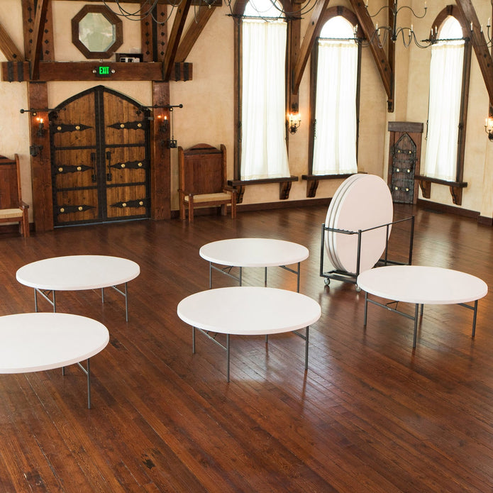 Lifetime Commercial 182.9 cm (72 in.) 8 Round Tables with 1 Table Cart