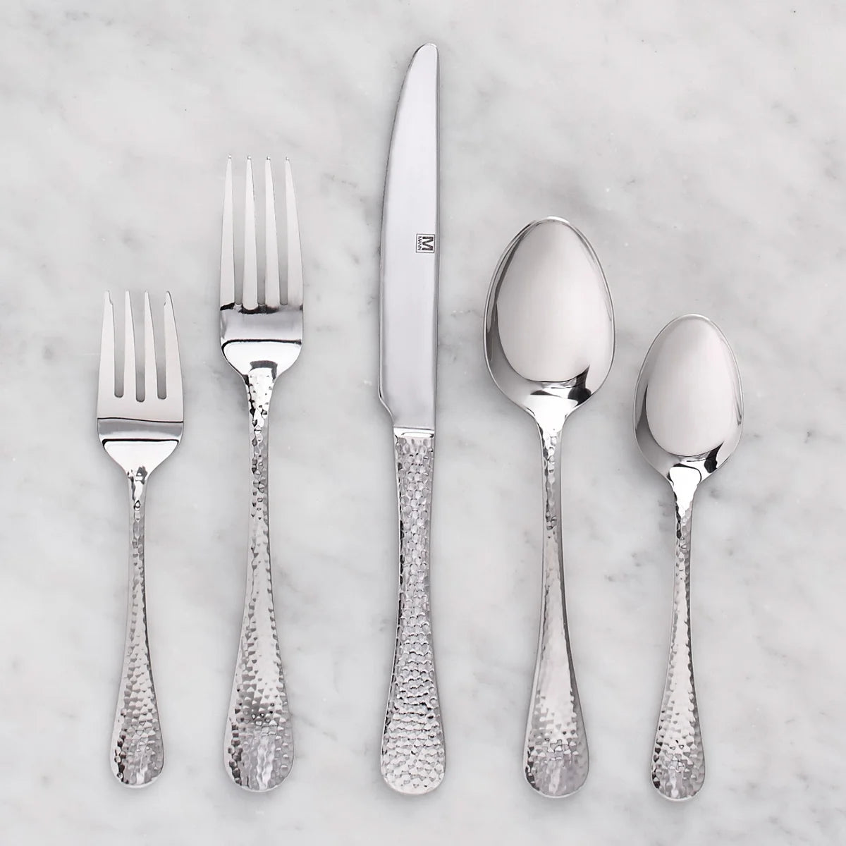 Chicago Hammered Stainless-steel Cutlery, 60-piece