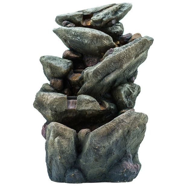 Multi-level Stone-look Fountain with Lights