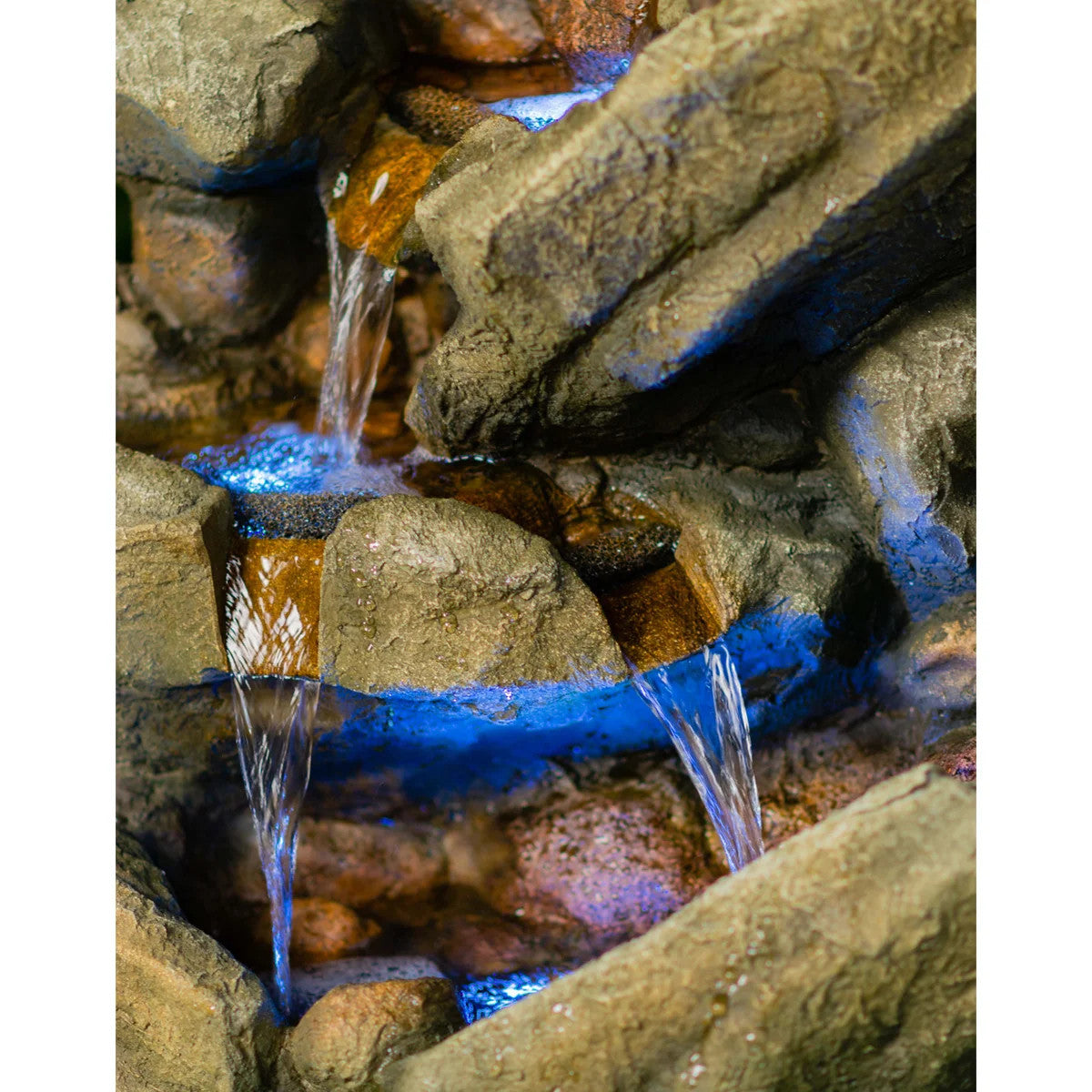 Multi-level Stone-look Fountain with Lights