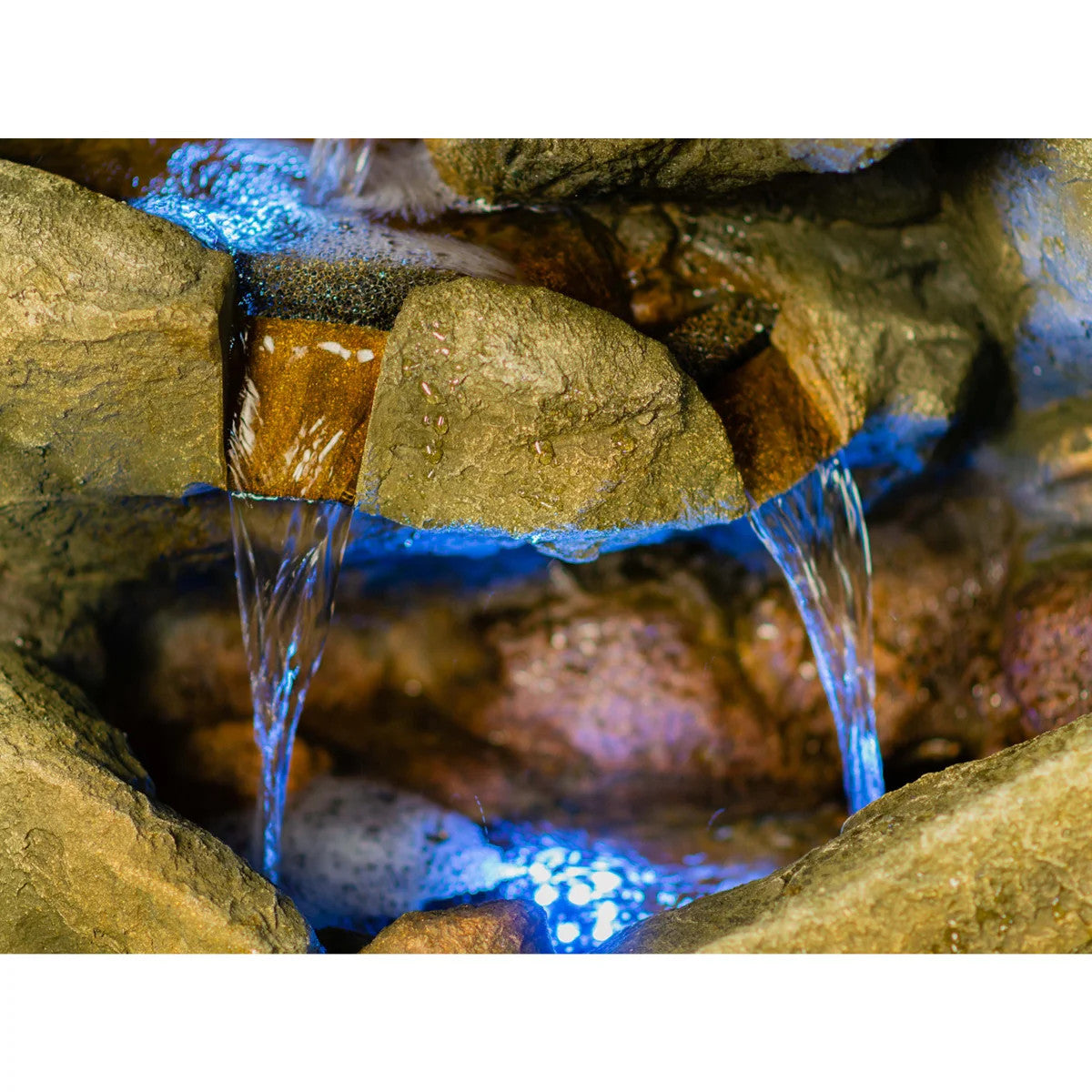 Multi-level Stone-look Fountain with Lights