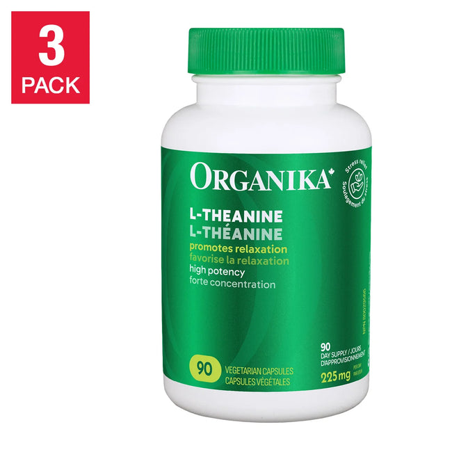 Organika L-Theanine 225 mg Vegetarian Capsules, 90-count, 3-pack