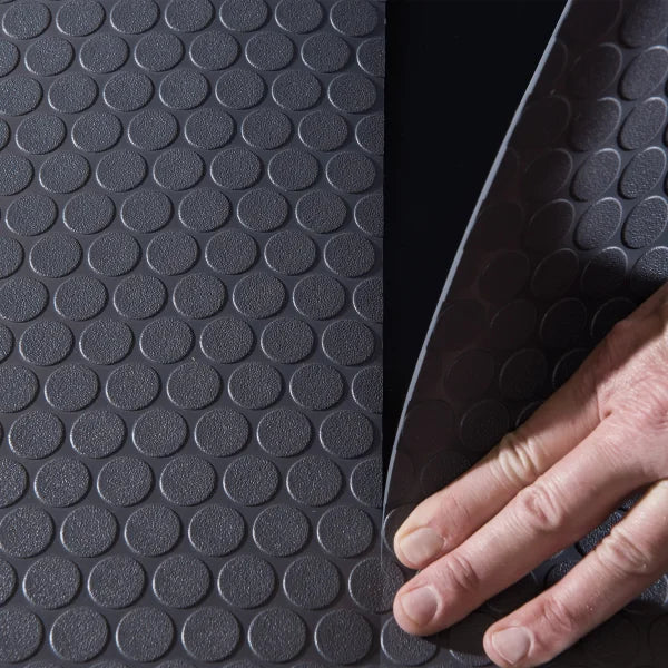 G-Floor Slate Grey Small Coin Tread Roll Out Flooring, 8.5 ft. × 24 ft.