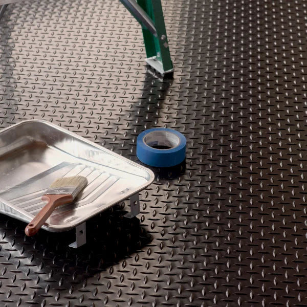 G-Floor Midnight Black Diamond Tread Roll Out Flooring, 5 ft. × 10 ft.