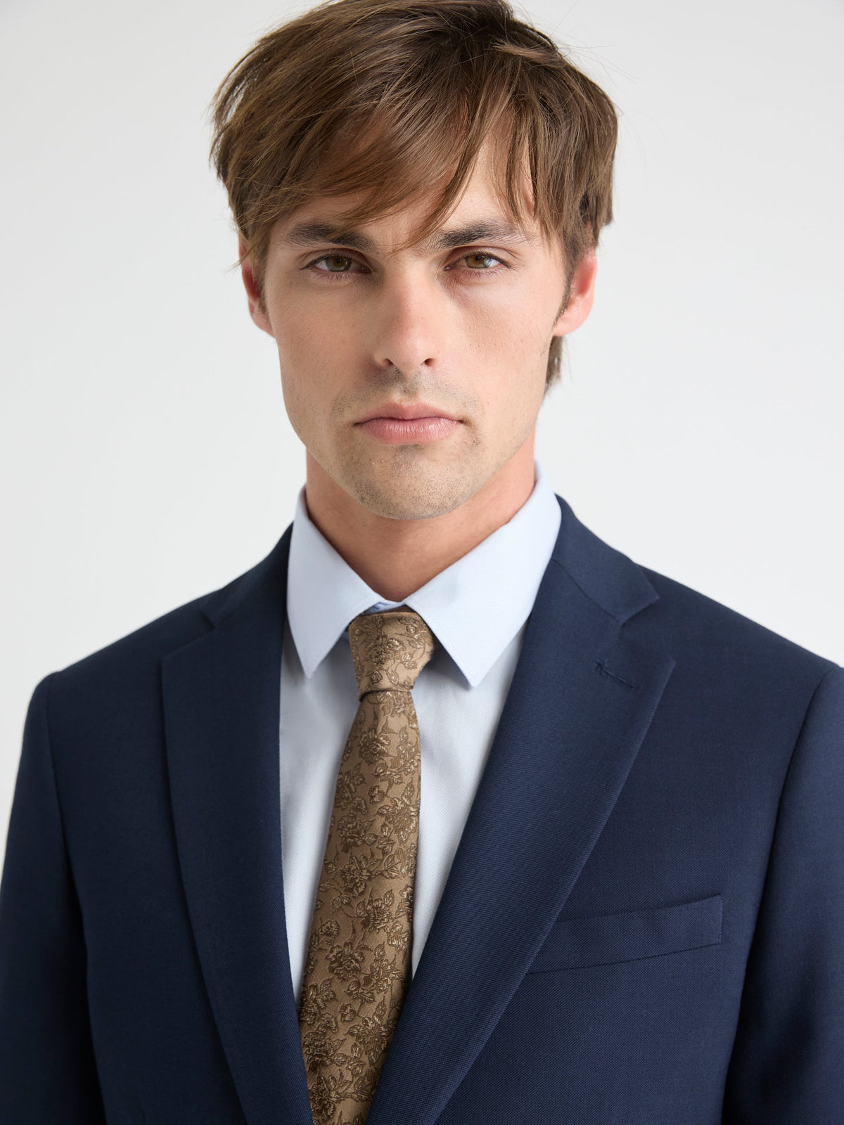 Taupe Skinny Tie with Floral Pattern