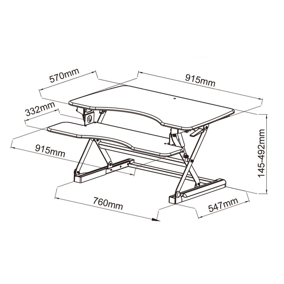 TygerClaw Black Sit-and-stand Adjustable Desk Riser