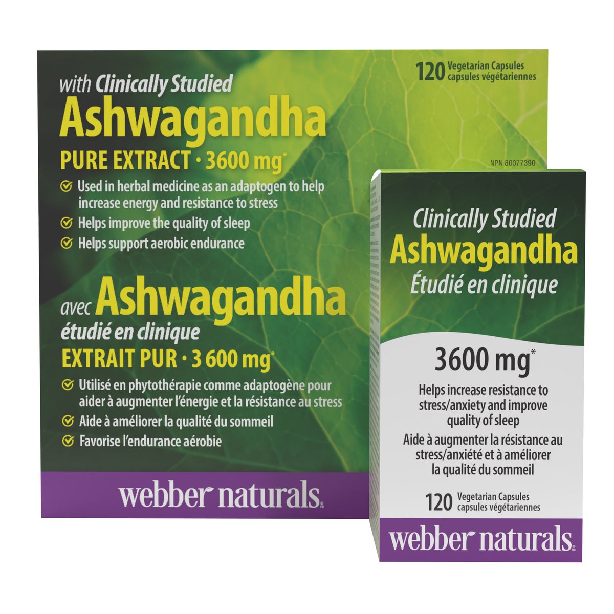 webber naturals Ashwagandha 3,600 mg, 2 x 120 Vegetarian Capsules