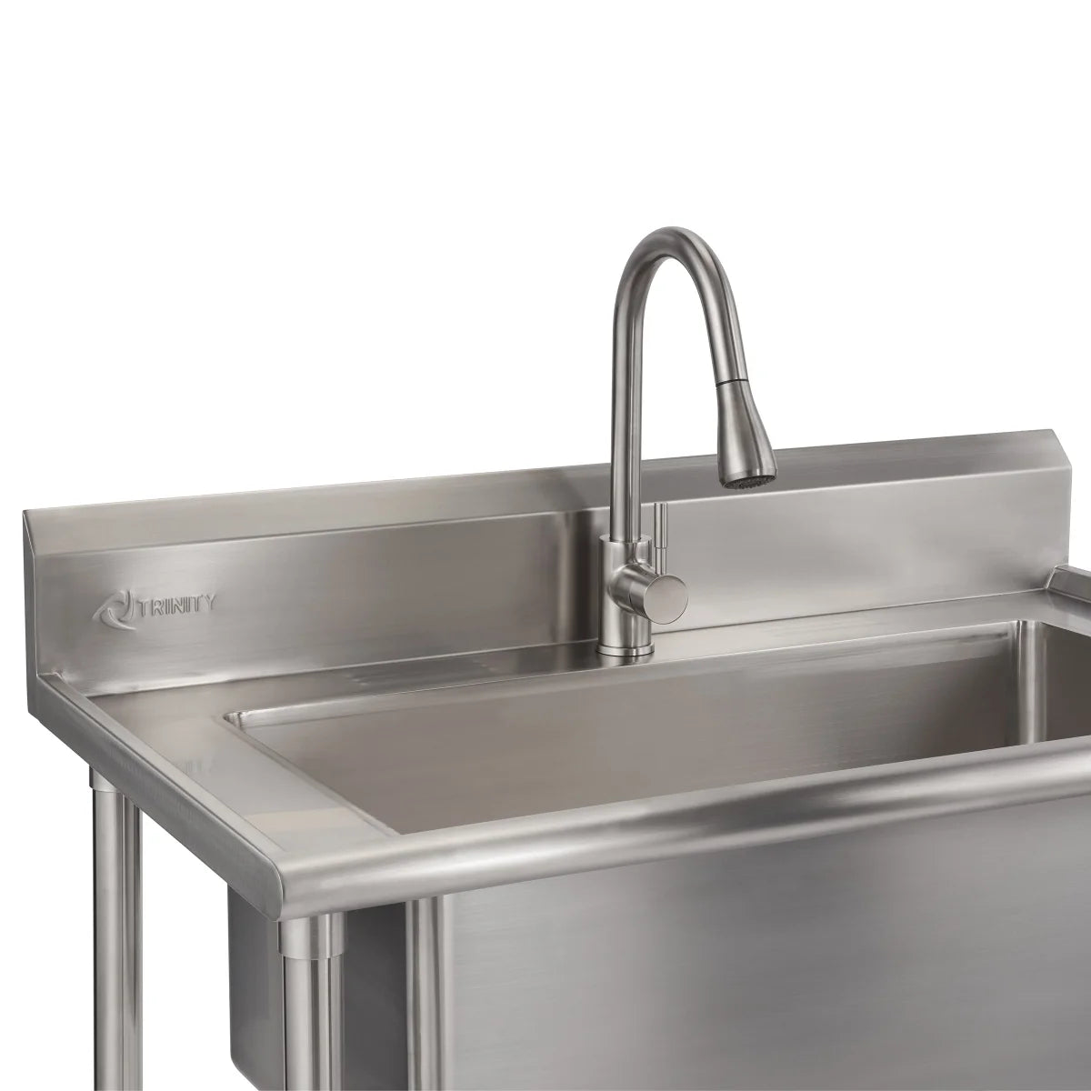 TRINITY 32 in. x 16 in. Stainless-steel Utility Sink with Pullout Faucet