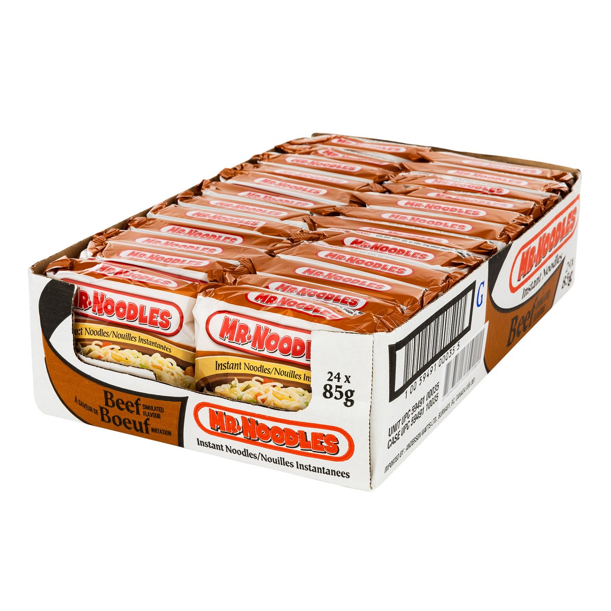 Mr. Noodles Beef Flavour Flat Instant Noodles, 24 x 85 g