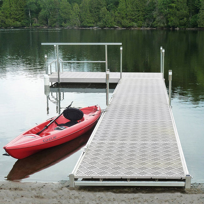 Multinautic QP-427D 1.3 m x 3.66 m (4.25 ft. x 12 ft.) Aluminum Stationary Dock Kit with Plastic Decking