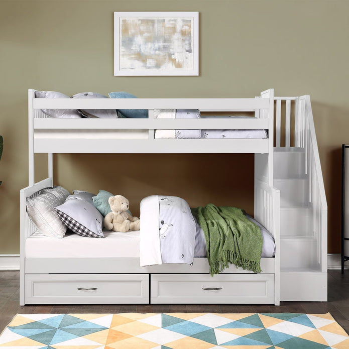 Vandalay Twin Over Double Bunk Bed with Universal Staircase