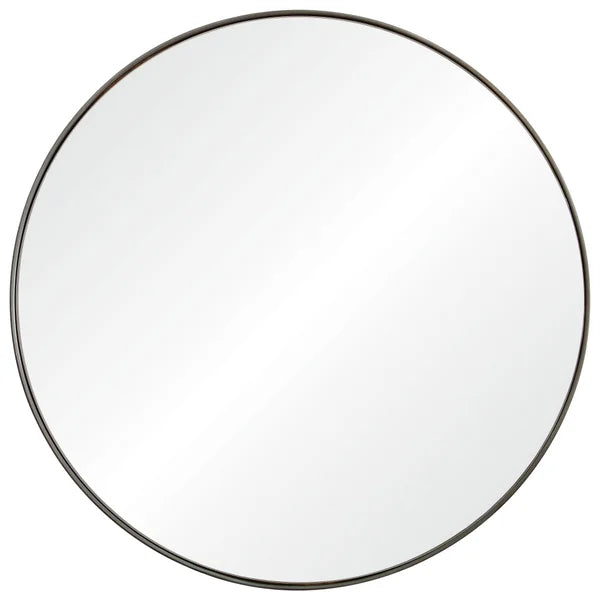 Maxwell Round Mirror with Antique Brushed Silver Finish