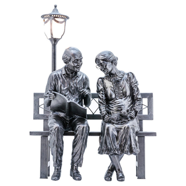 Old Couple on Bench with Street Lamp