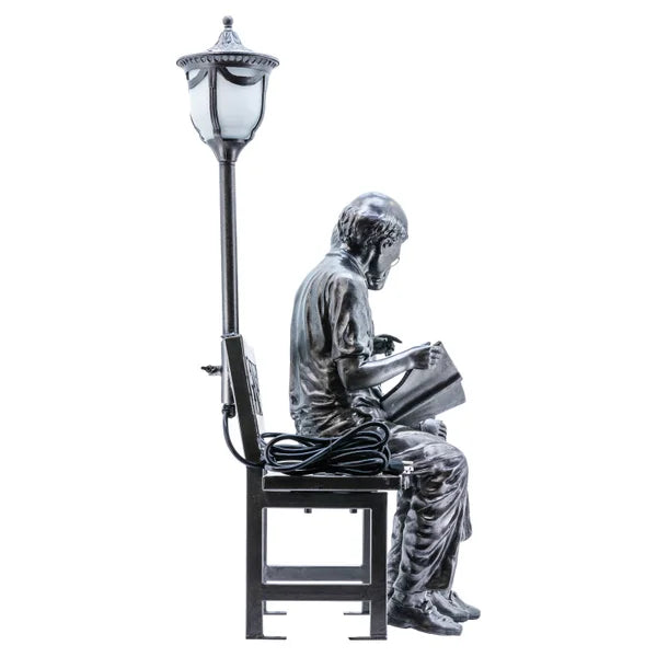 Old Couple on Bench with Street Lamp