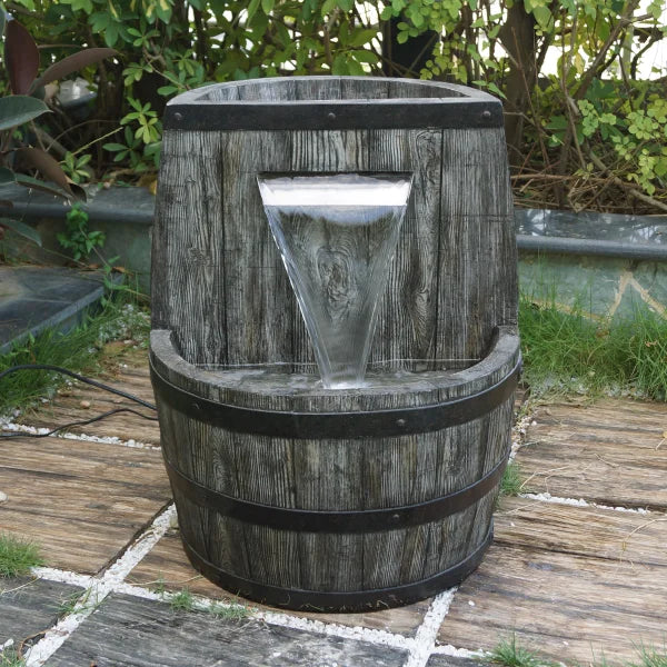 Whiskey Barrel Fountain Planter